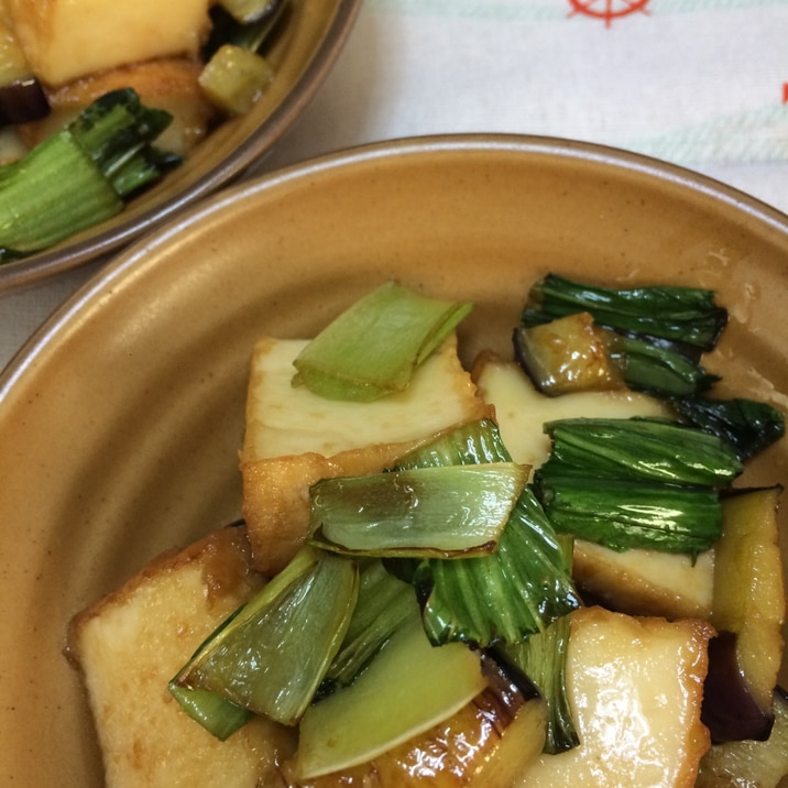 厚揚げとナス青梗菜の生姜いため